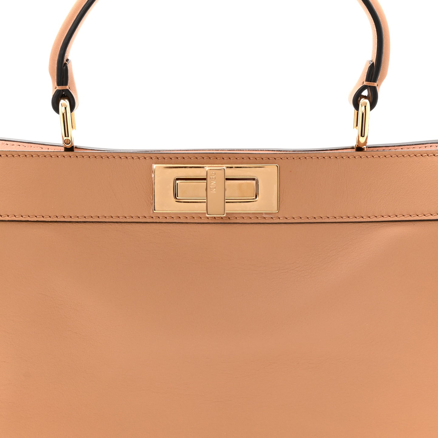 Vitello Seta Shiny Nappa Medium Peekaboo I SEE U Satchel Miele Scuro Light Rose