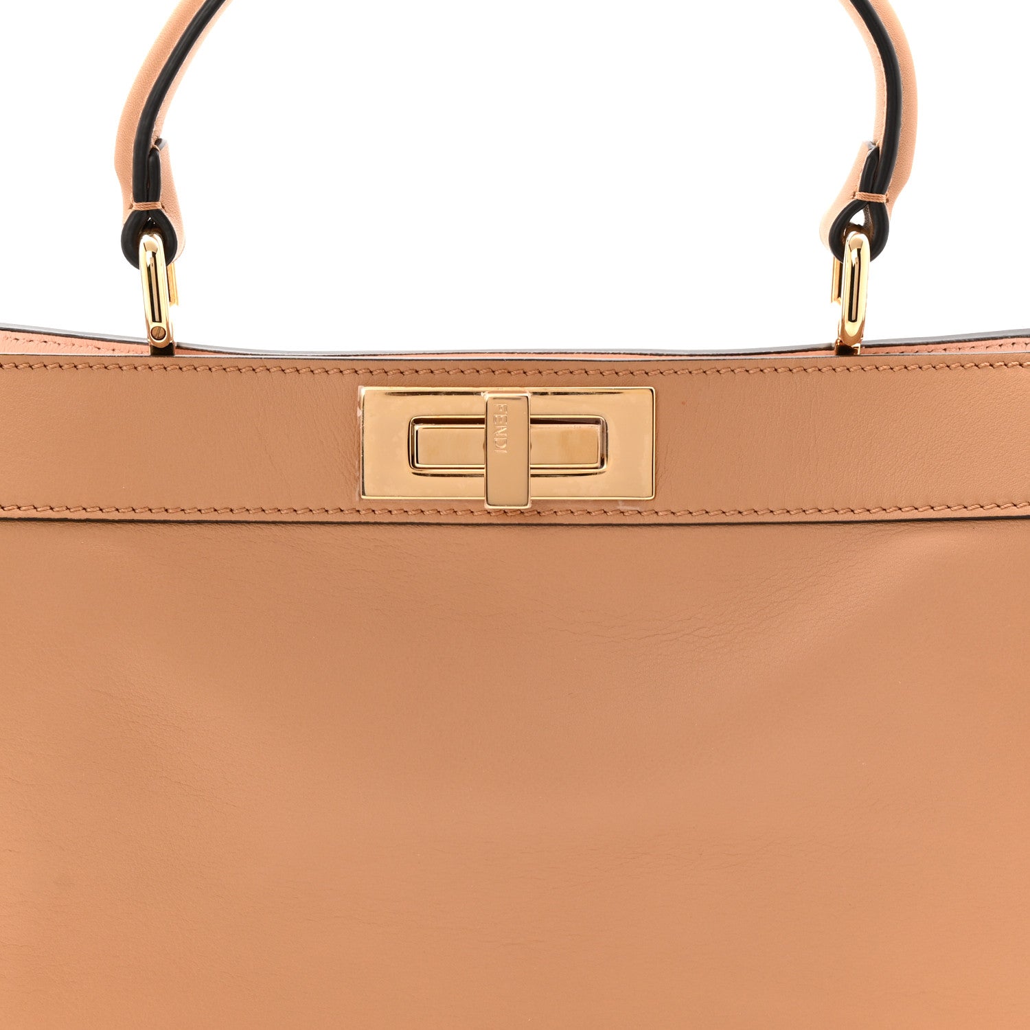 Fendi Vitello Seta Shiny Nappa Medium Peekaboo I SEE U Satchel Miele Scuro Light Rose 8 of 10
