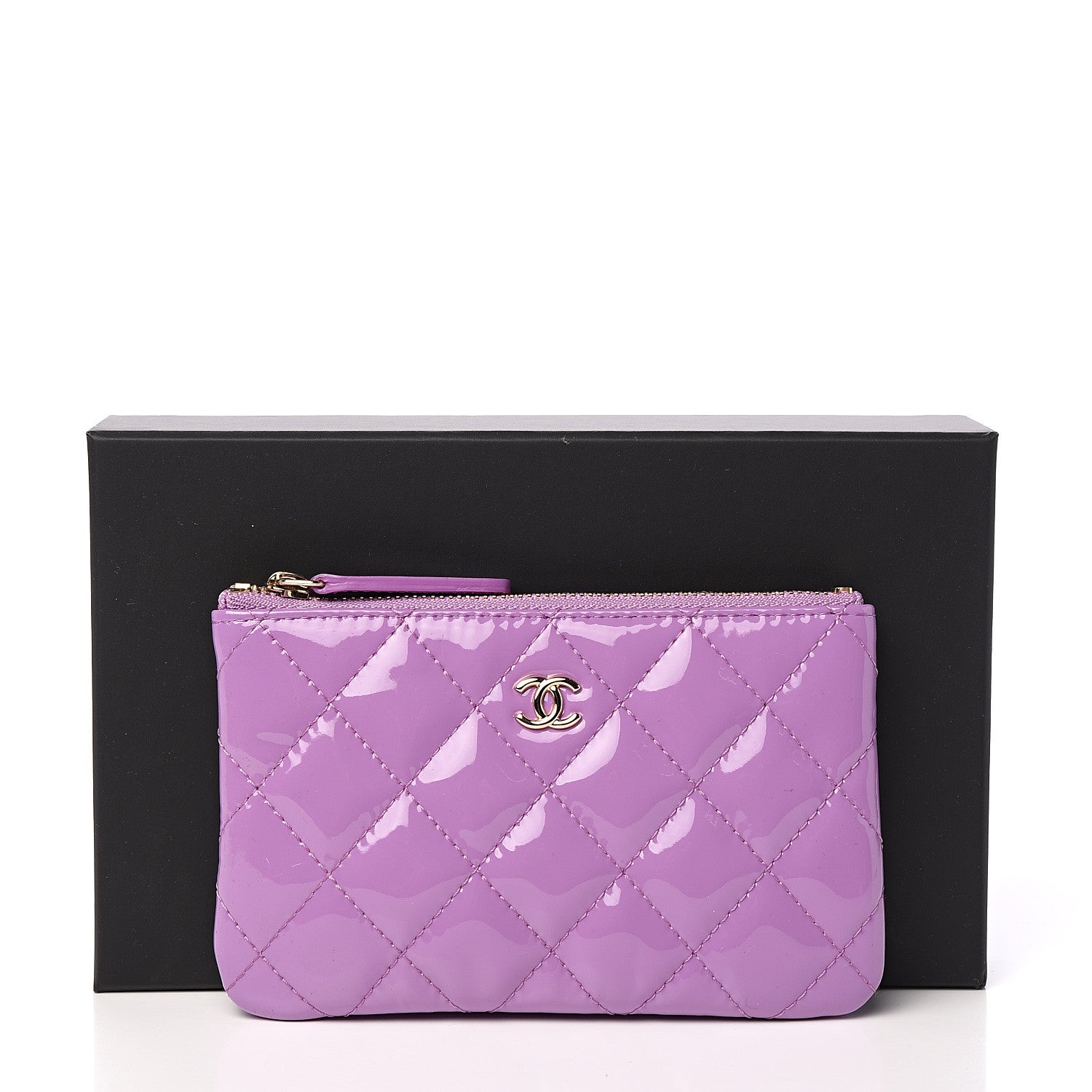 Chanel Patent Quilted Small Cosmetic Case Purple 7 of 7
