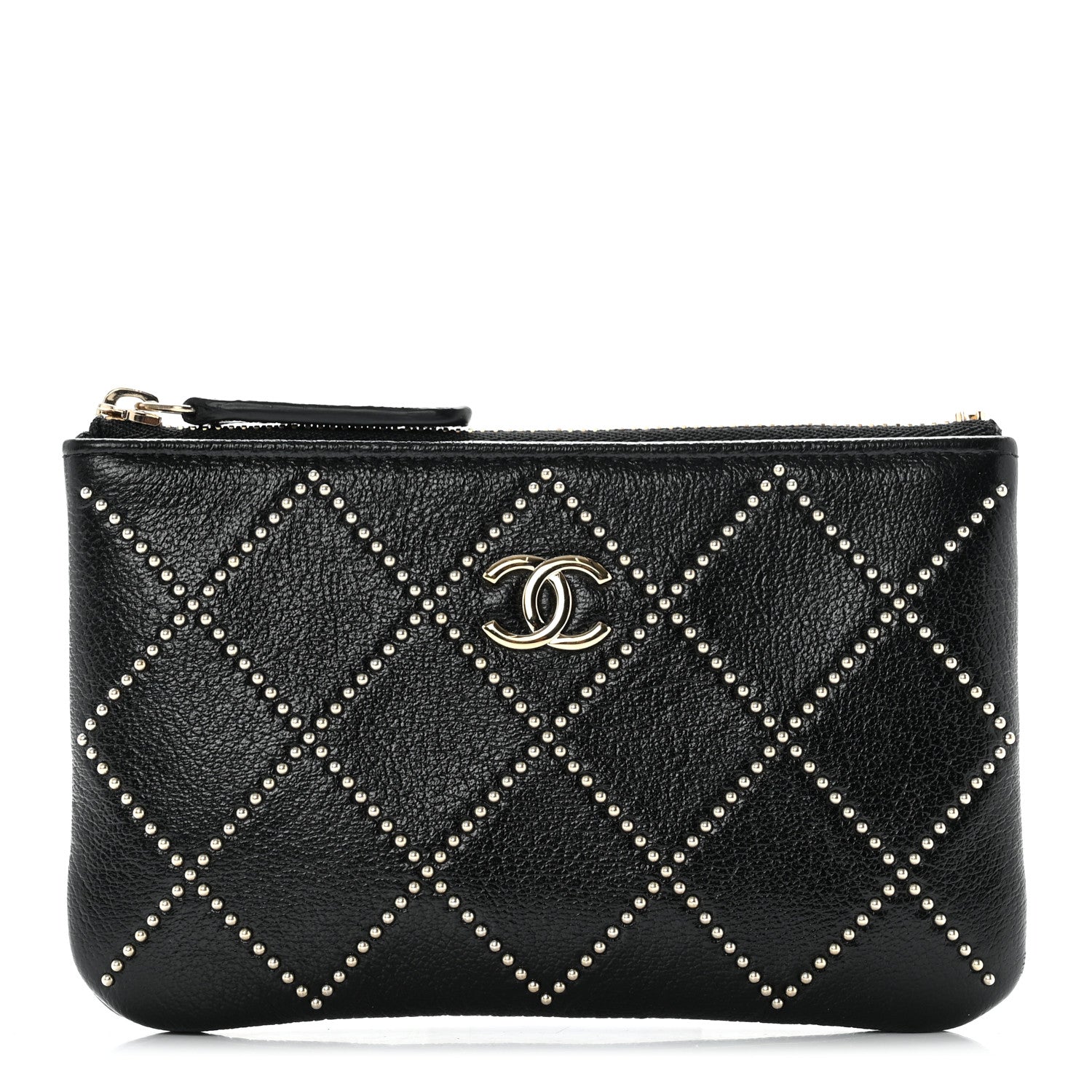 Chanel Shiny Lambskin Studded Rock The Diamond CC Small Cosmetic Case Black 1 of 8