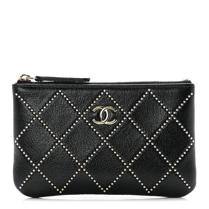 Chanel Shiny Lambskin Studded Rock The Diamond CC Small Cosmetic Case Black 1 of 8