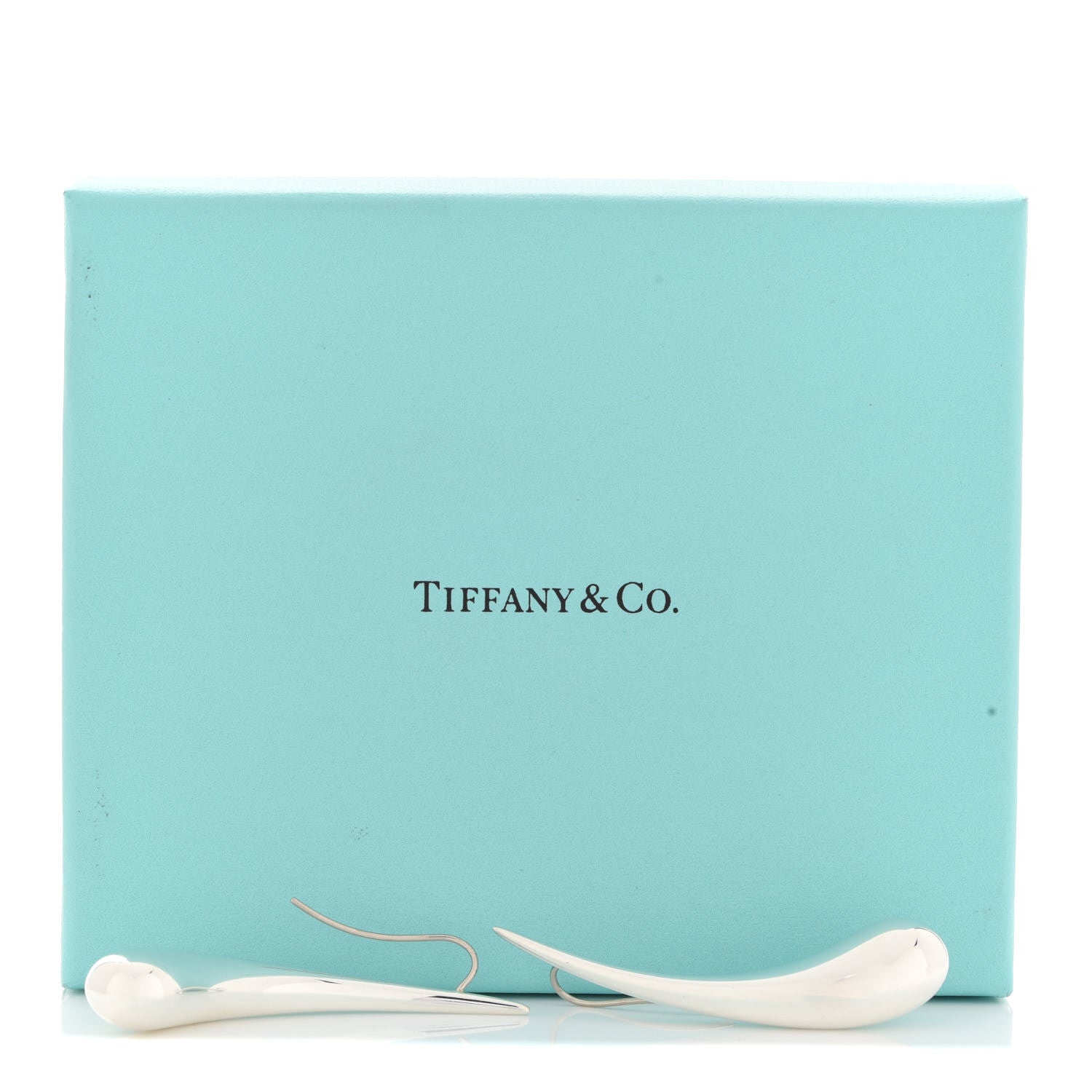 Tiffany Sterling Silver Elsa Peretti Teardrop Hoop Earrings 6 of 6