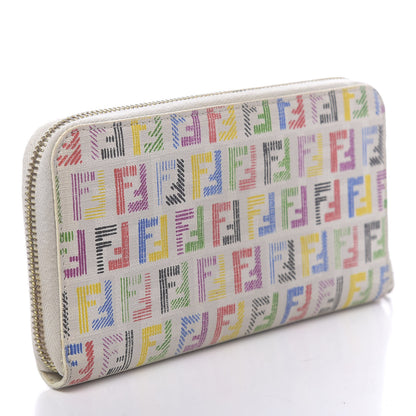 Fendi Zucchino Spalmati FF Multicolor Zip Around Wallet White Multicolor 3 of 7