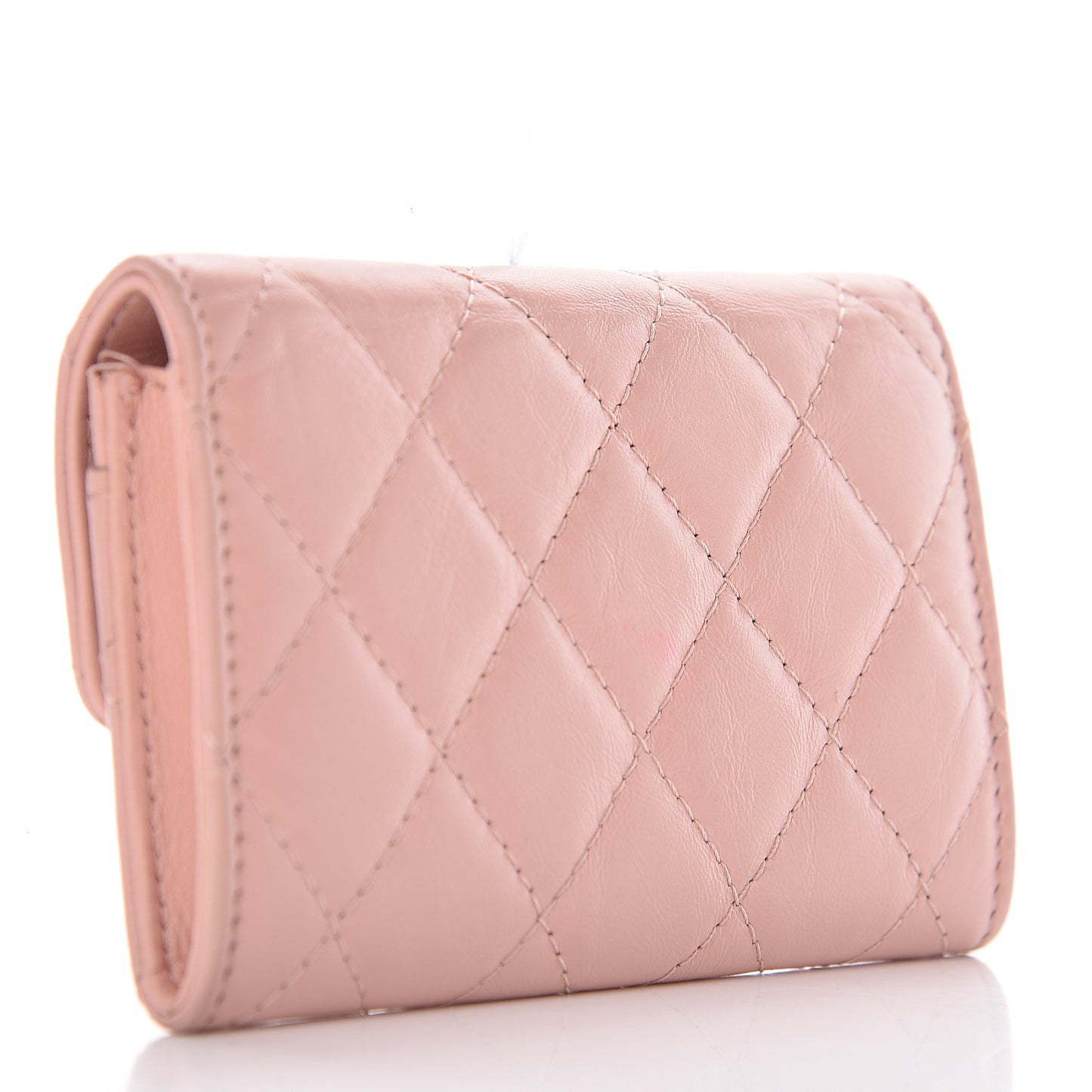 Aged Calfskin Quilted Reissue Flap Card Holder Pink
