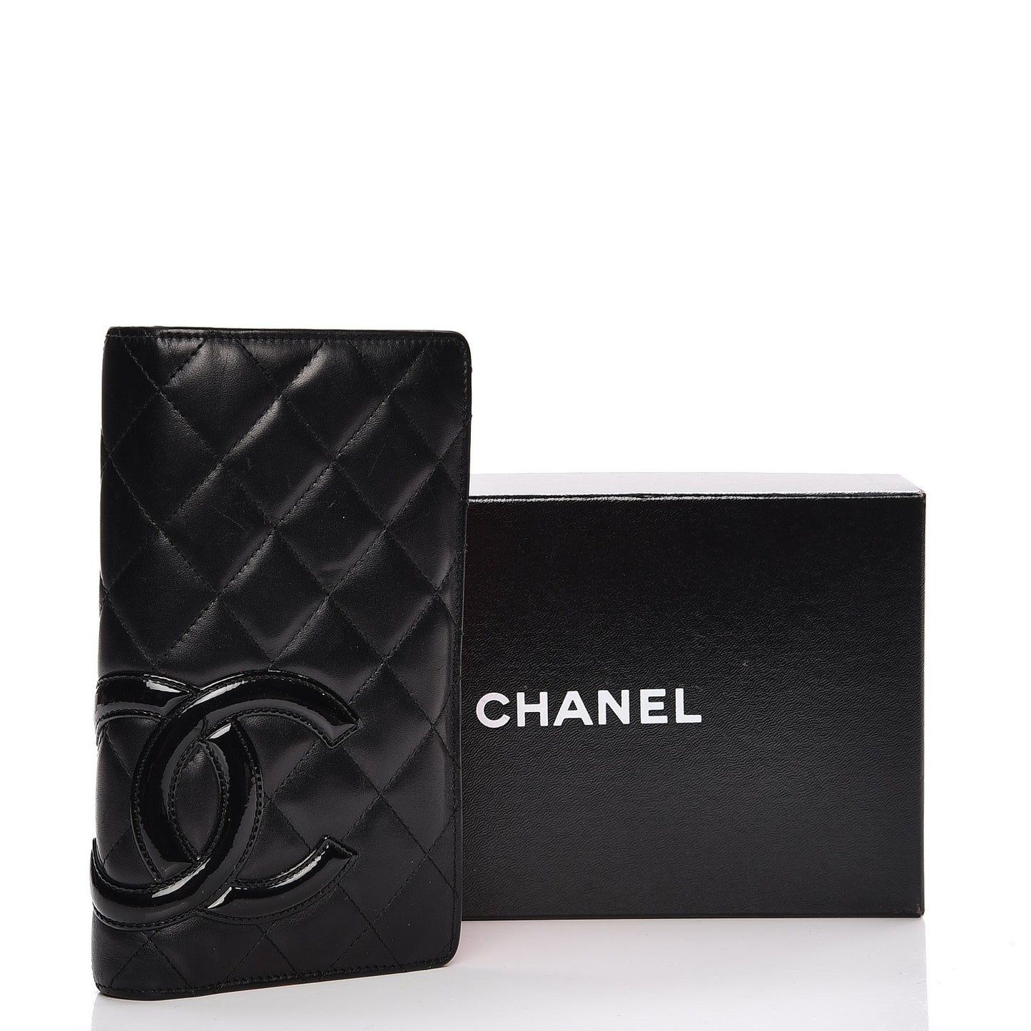 Calfskin Quilted Cambon Yen Wallet Black