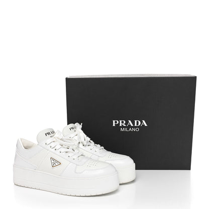 Prada Vitello Rois Triangle Womens Downtown Platform Low Top Sneakers 40 White 6 of 9