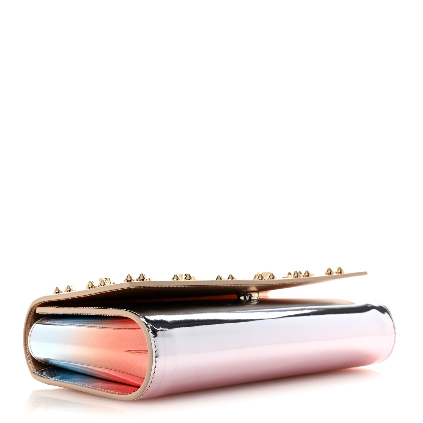 Mirror Degrade Spikes Loubinthesky Paloma Clutch Leche Gold