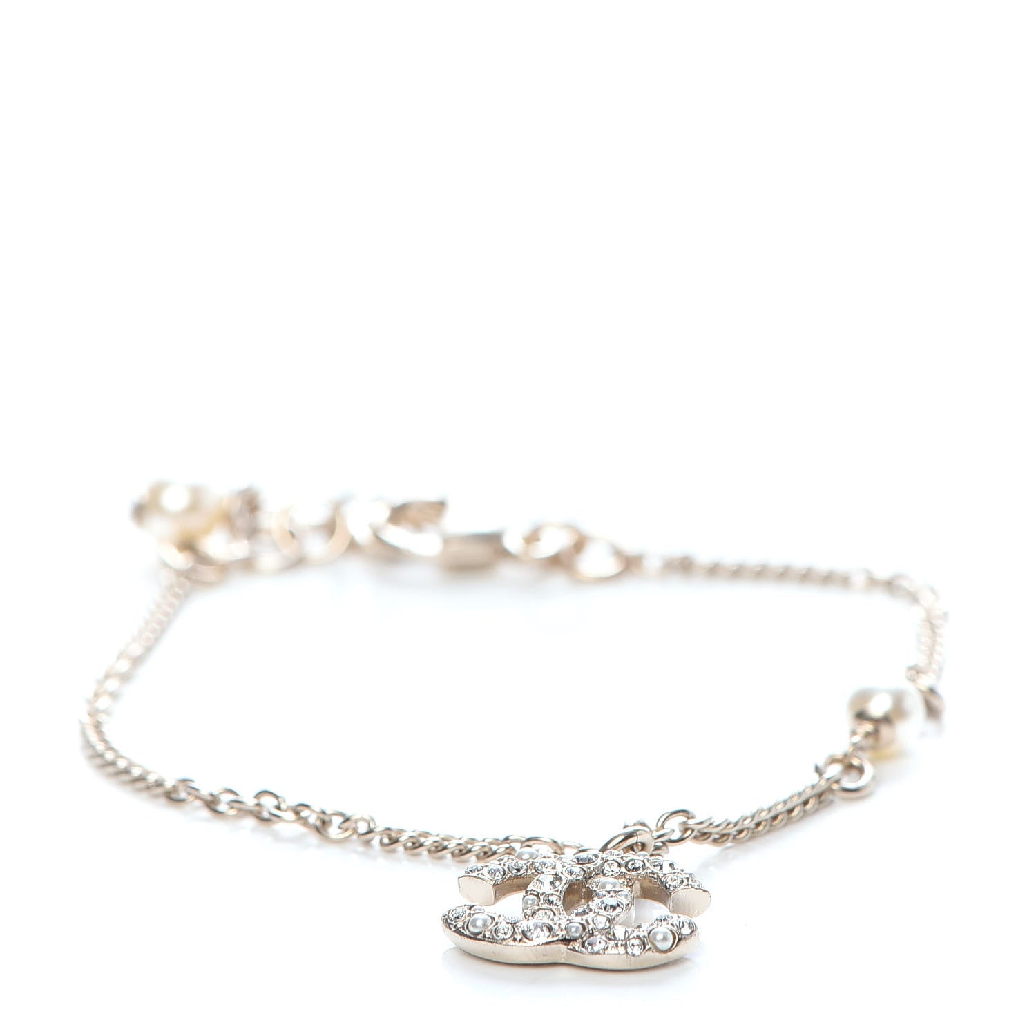 Chanel Pearl Crystal CC Bracelet Gold 1 of 5