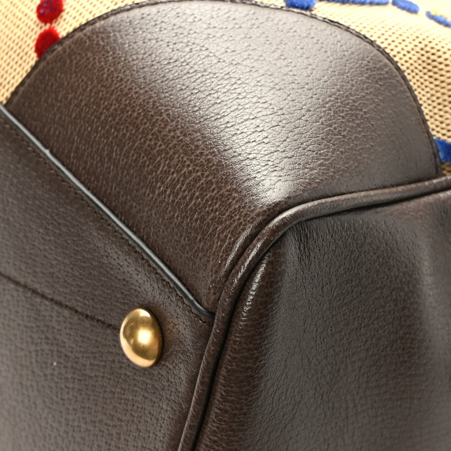 X ADIDAS Canvas Textured Dollar Calfskin Web GG Monogram Trefoil Large Bowling Bag Beige Brown Multicolor