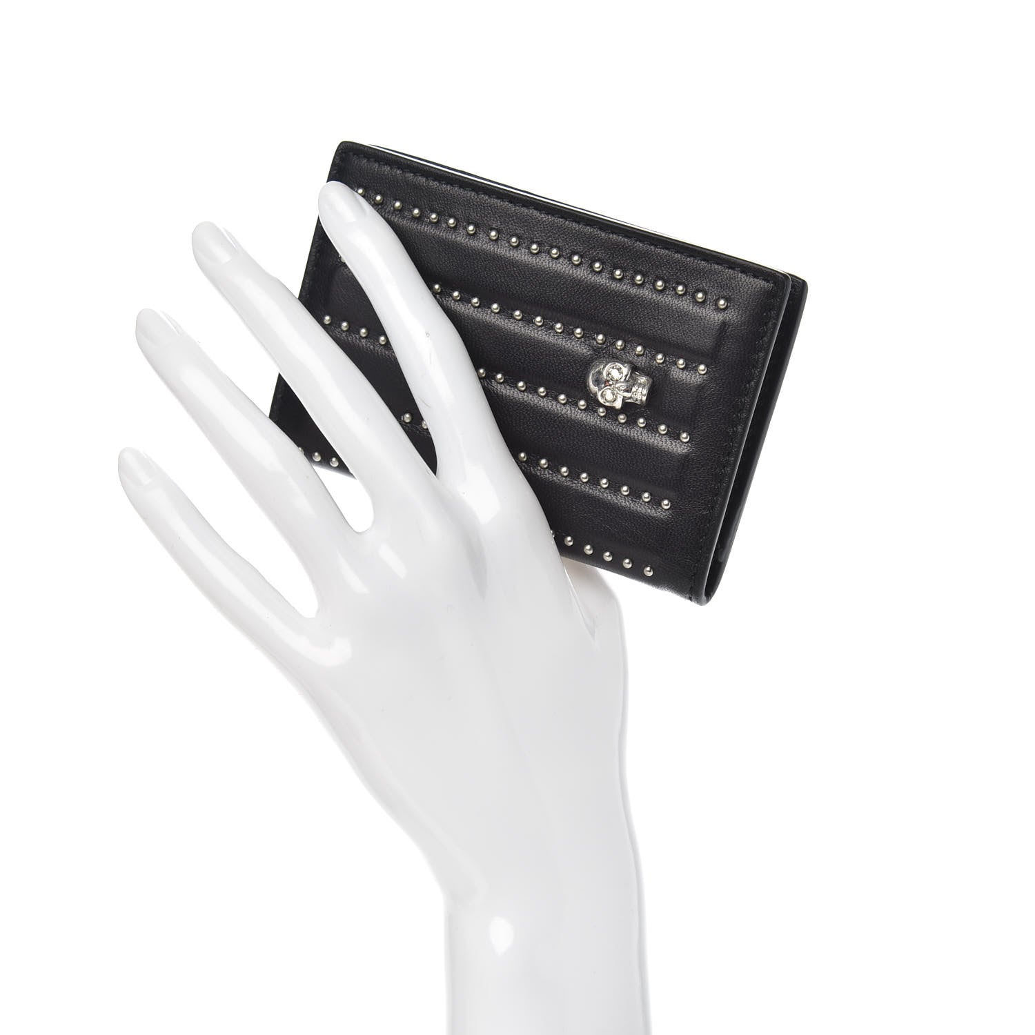 Alexander McQueen Calfskin Studded Skull Card Holder Black 2 of 7