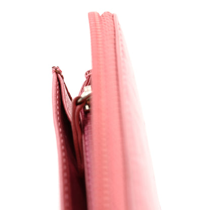 Chanel Lambskin Camellia Embossed Zip Around Organizer Wallet Pink 13 of 22