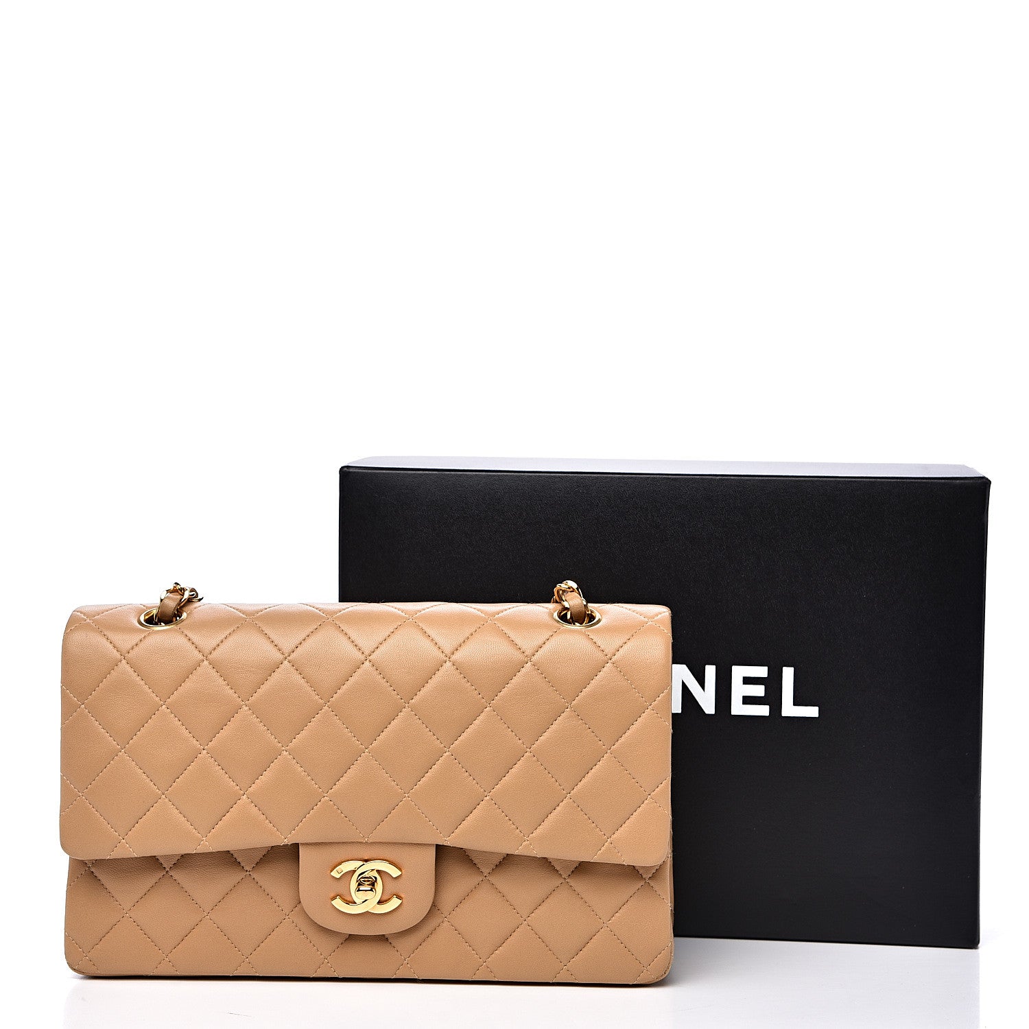 Chanel Lambskin Quilted Medium Double Flap Beige 14 of 14