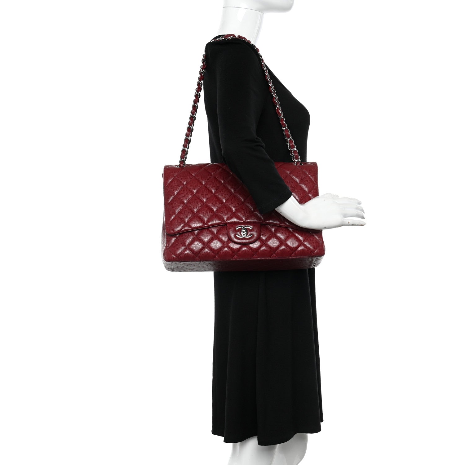Chanel Caviar Quilted Maxi Single Flap Red 2 of 10