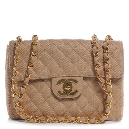 Chanel Woven Raffia Jumbo Flap Beige 1 of 9