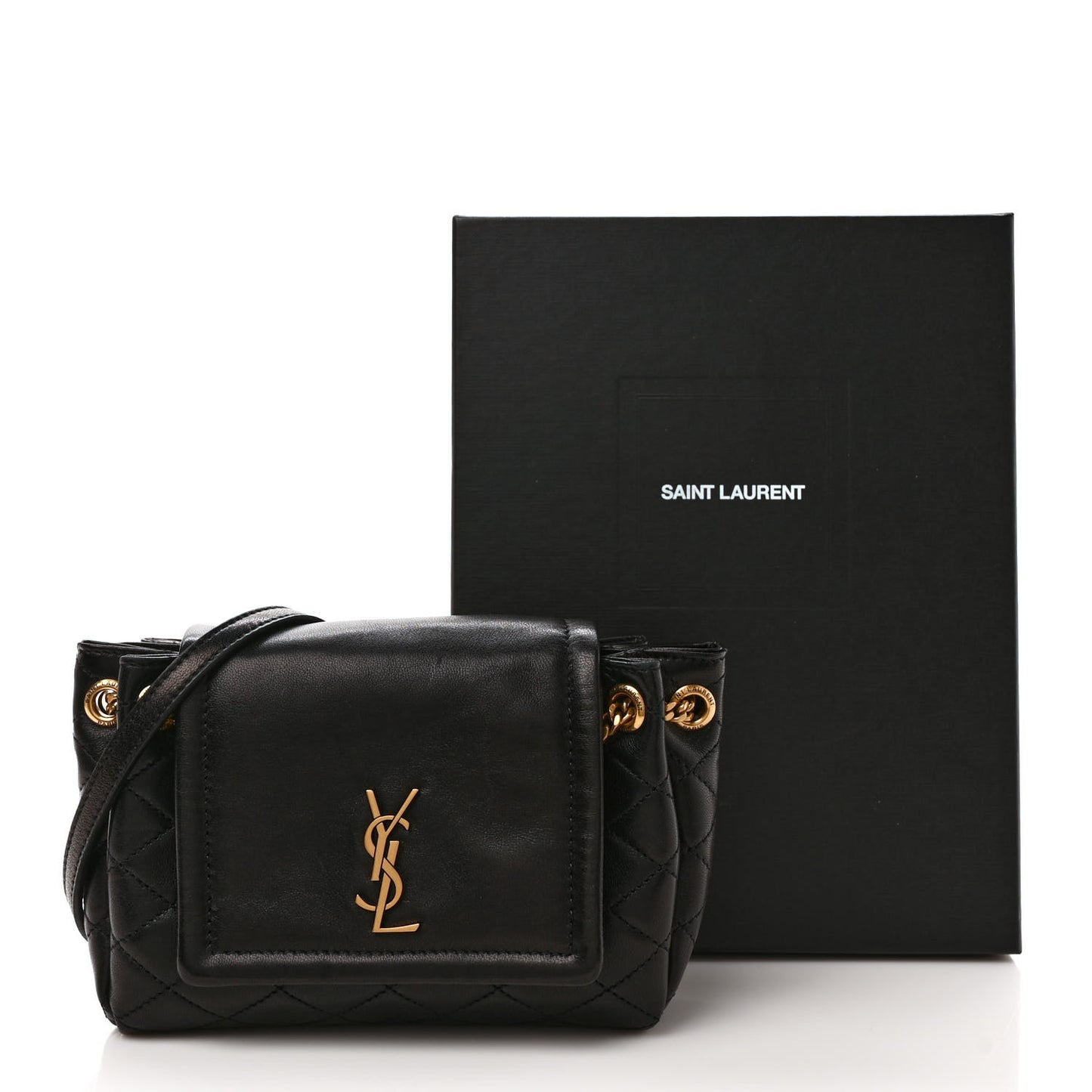 Lambskin Quilted Monogram Mini Nolita Black