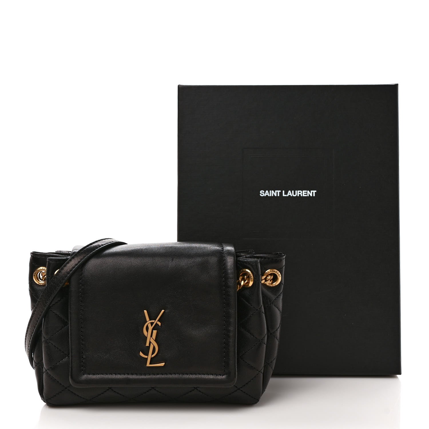 Saint Laurent Lambskin Quilted Monogram Mini Nolita Black 9 of 9