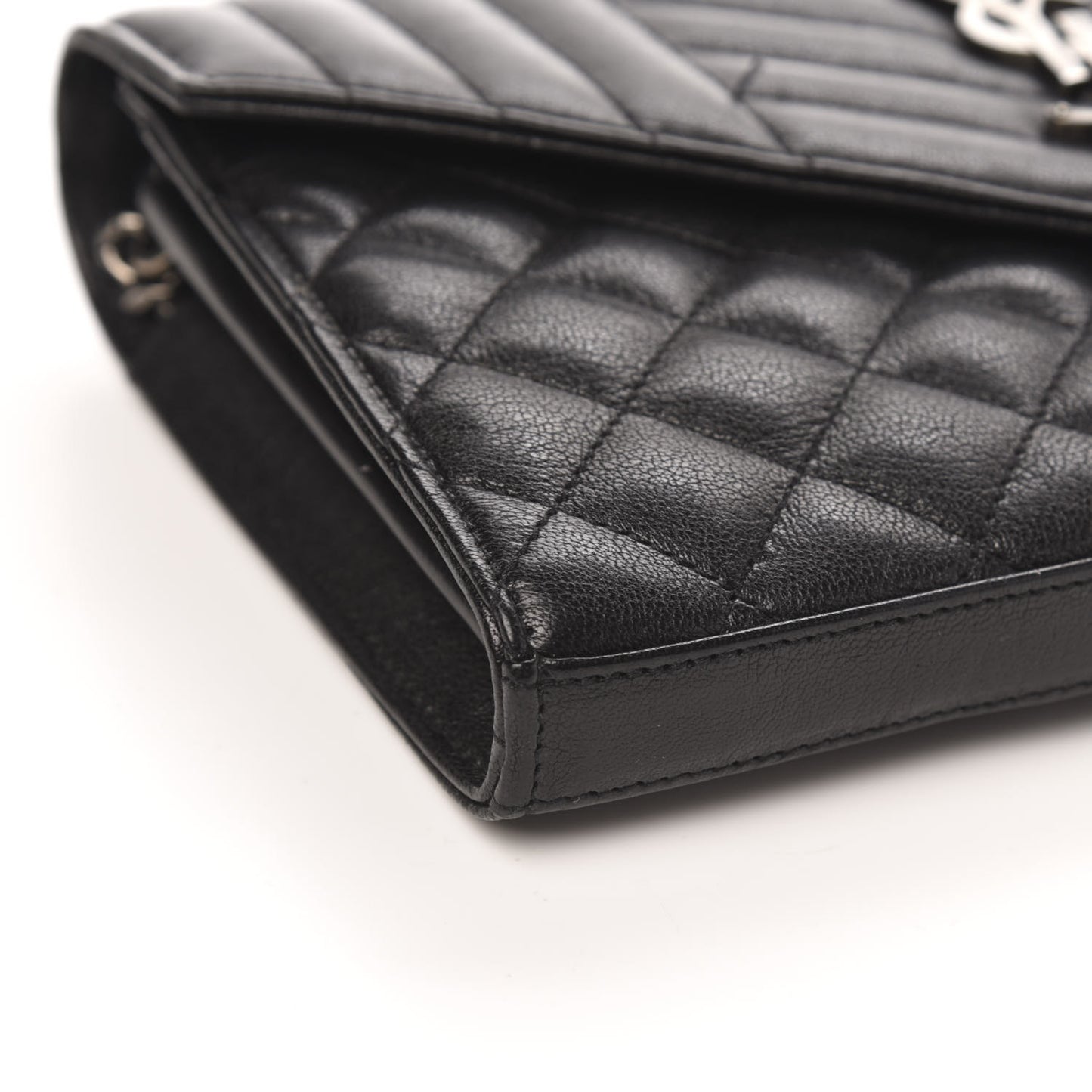 Lambskin Mixed Matelasse Monogram Charms Chain Wallet Black