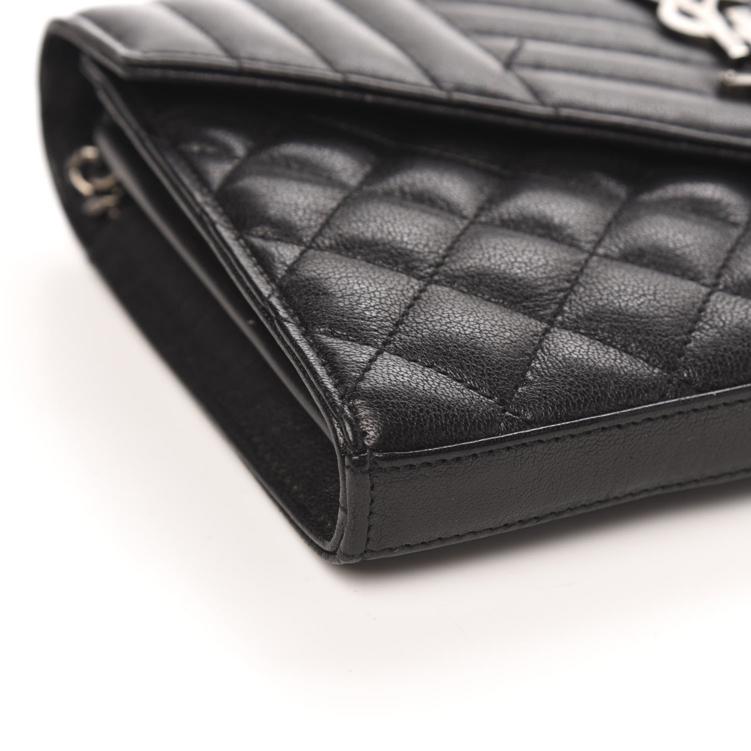 Saint Laurent Lambskin Mixed Matelasse Monogram Charms Chain Wallet Black 8 of 11