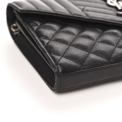 Saint Laurent Lambskin Mixed Matelasse Monogram Charms Chain Wallet Black 8 of 11