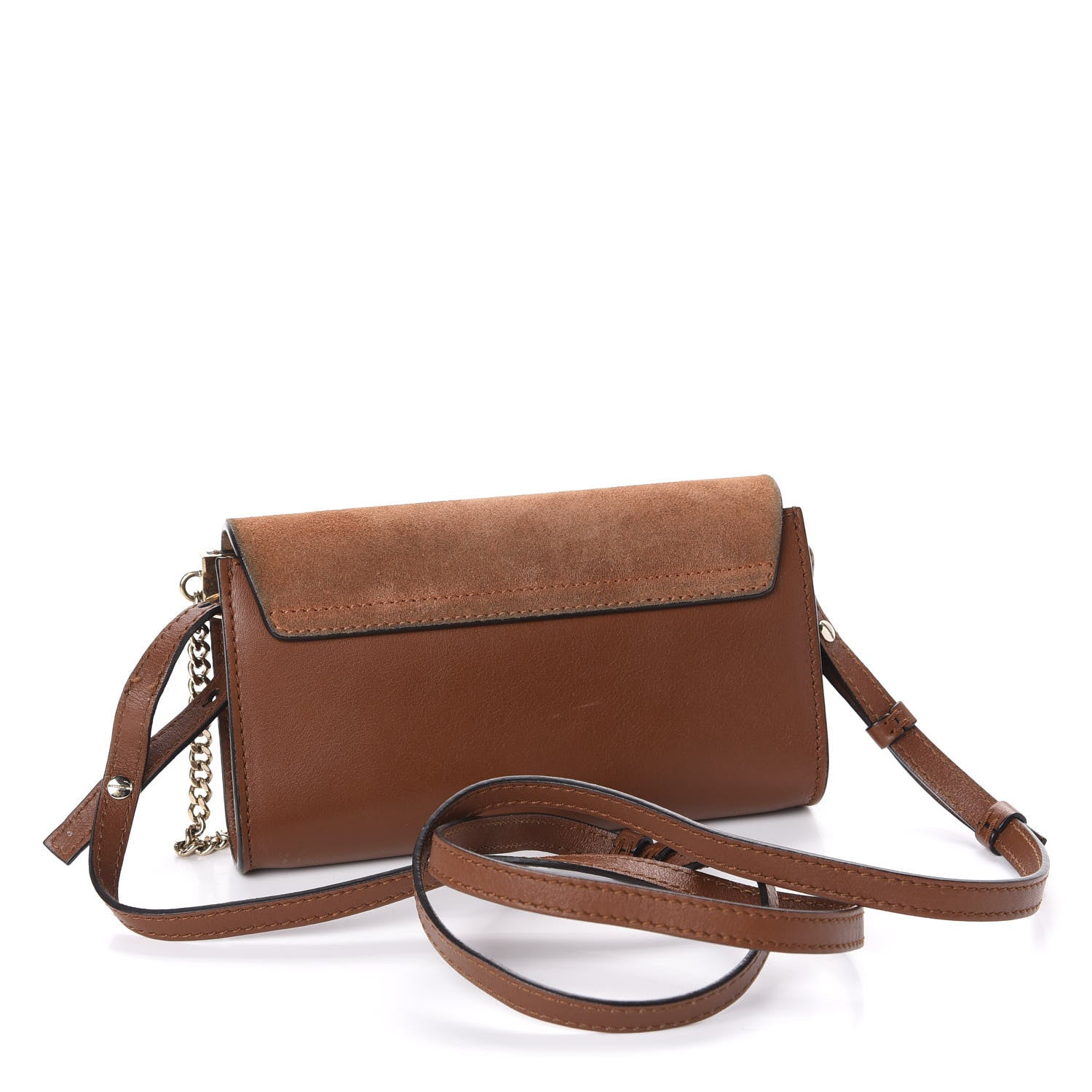 Chloe Suede Calfskin Mini Faye Shoulder Bag Tobacco 3 of 12