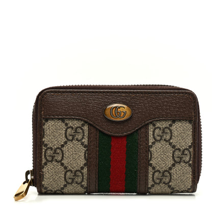 Gucci GG Supreme Web Ophidia Zip Around Card Case Brown 1 of 7