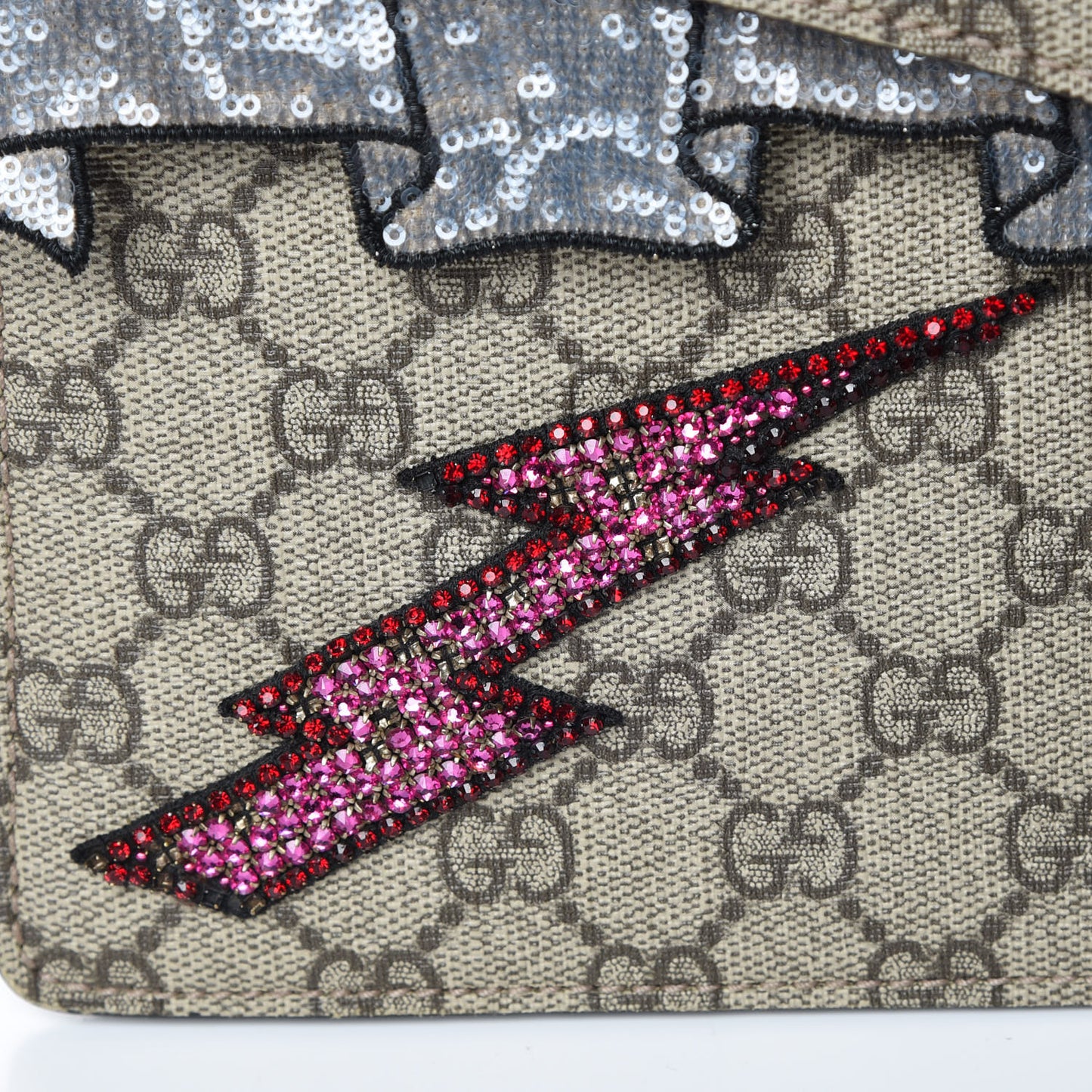 GG Supreme Monogram Lightning Embroidered Medium Dionysus Shoulder Bag Beige