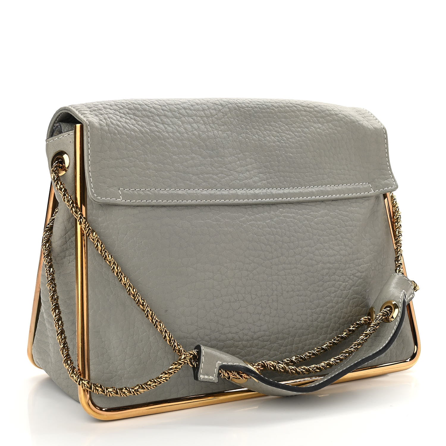 Chloe Grained Calfskin Medium Sally Flap Bag Grey 3 of 15