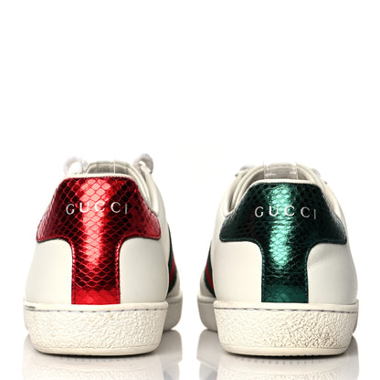 Gucci Calfskin Ayers Bee Embroidered Womens Ace Sneakers 35 White Green 5 of 19