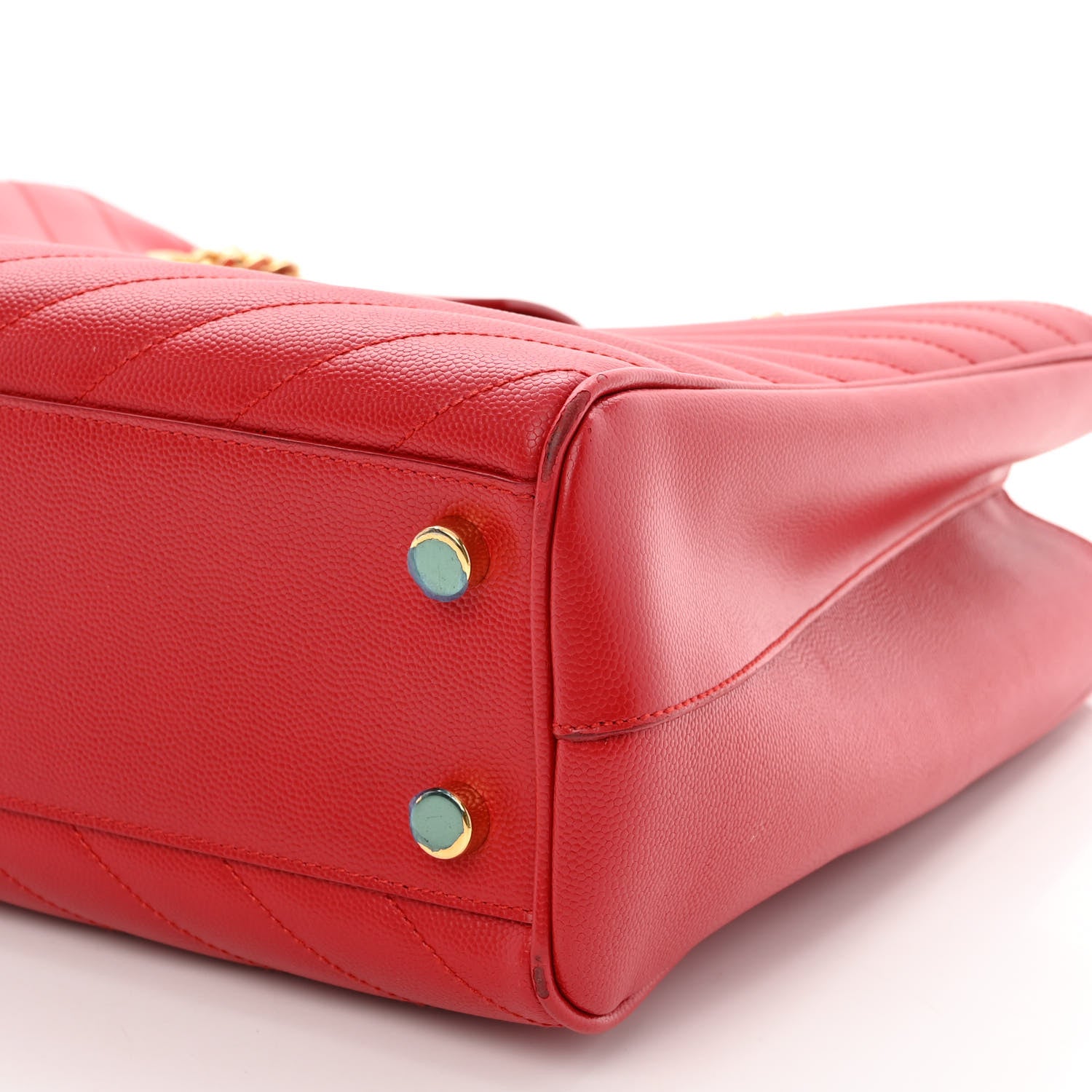 Saint Laurent Grain De Poudre Matelasse Chevron Monogram Shopping Bag Red 11 of 12