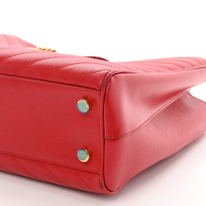 Saint Laurent Grain De Poudre Matelasse Chevron Monogram Shopping Bag Red 11 of 12