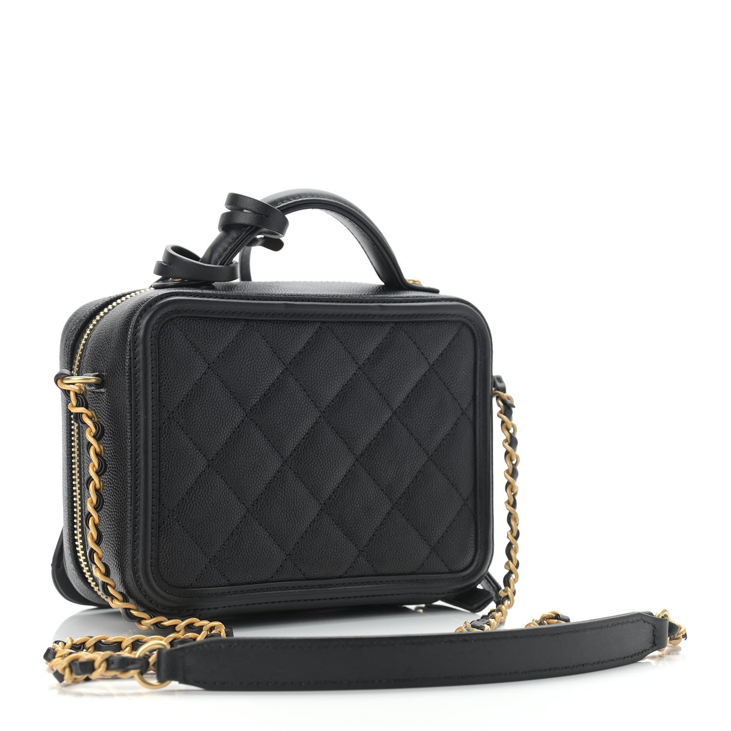 Chanel Caviar Quilted Small CC Filigree Vanity Case Black 3 of 11