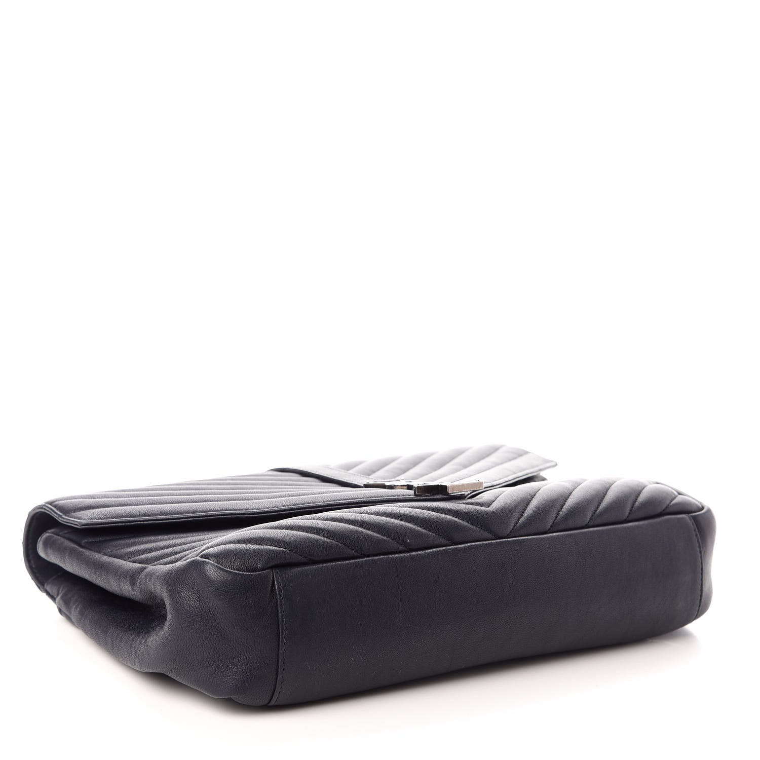 Saint Laurent Sheepskin Matelasse Chevron Monogram Large College Bag Deep Marine 4 of 10