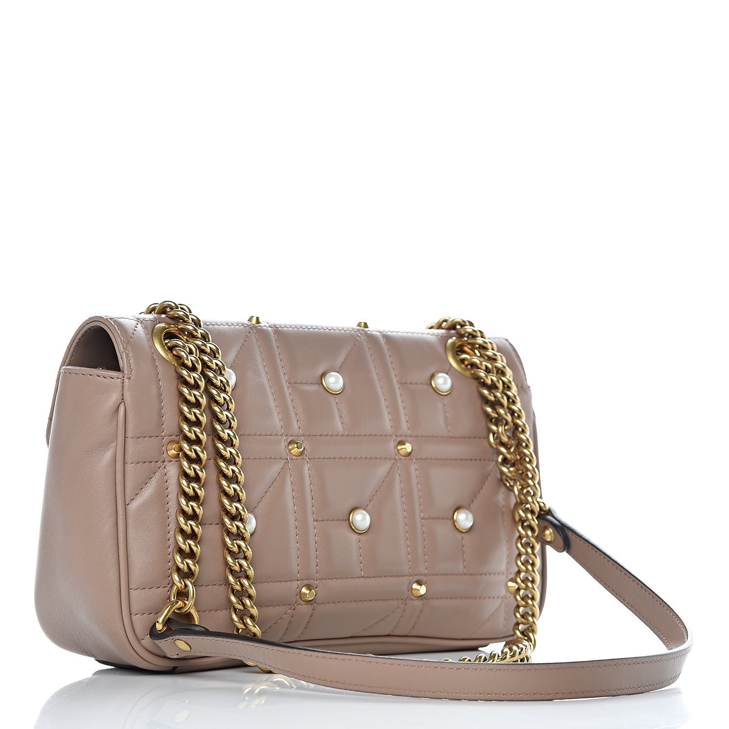 Gucci Calfskin Matelasse Studded Mini Pearly GG Marmont Shoulder Bag Porcelain Rose 3 of 10