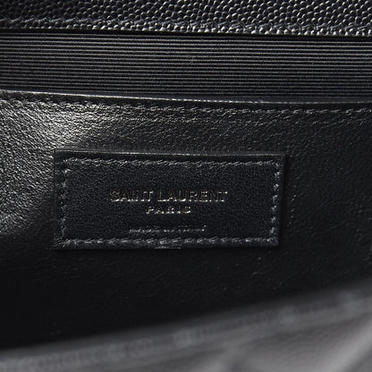 Saint Laurent Grain De Poudre Textured Mixed Matelasse Triquilt Medium Monogram Satchel Black 6 of 9