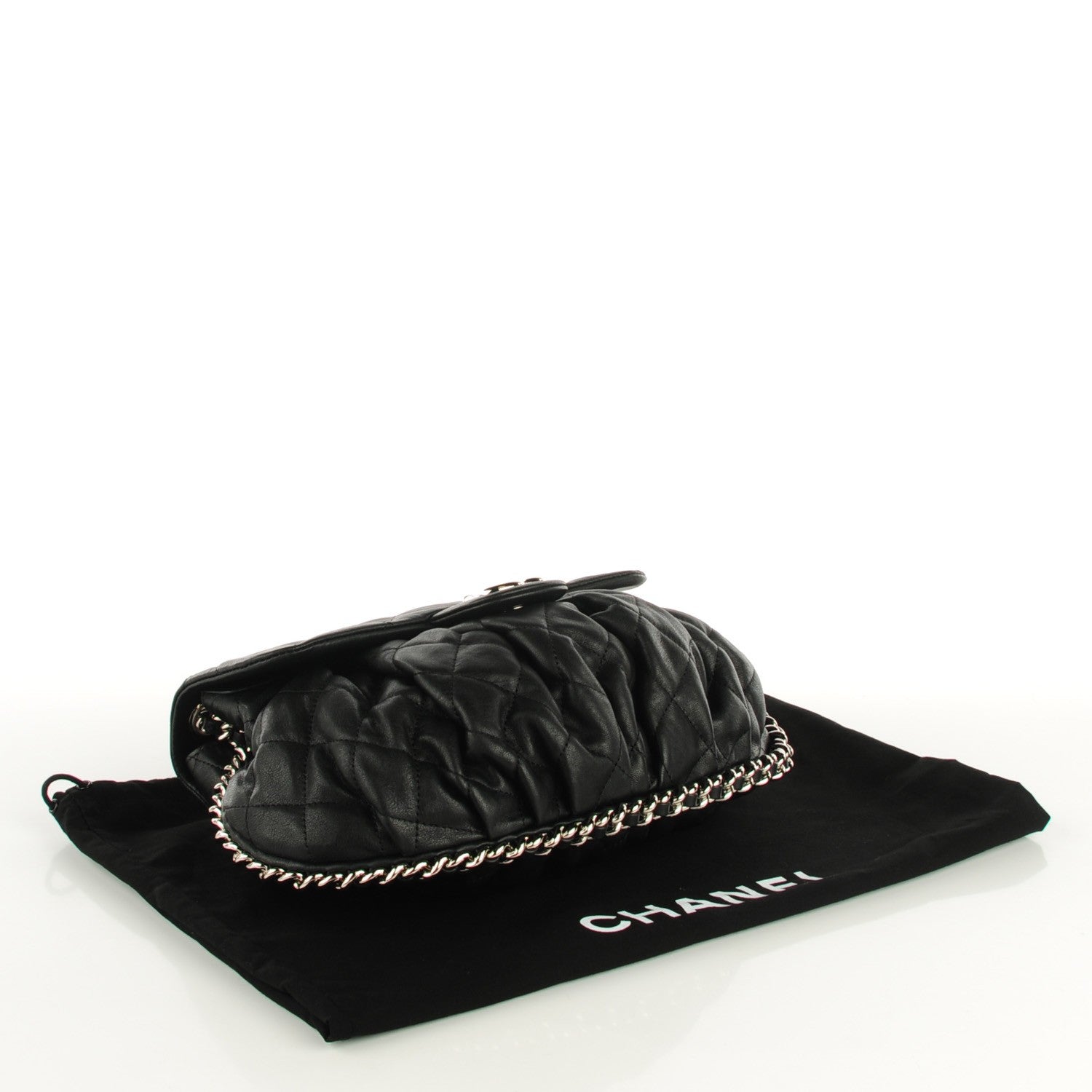 Chanel Washed Lambskin Quilted Medium Chain Around Messenger Black 3 of 6