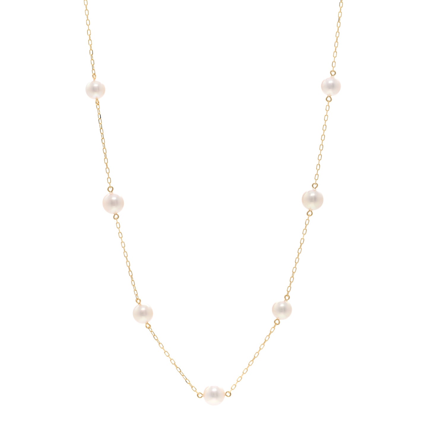 18K Yellow Gold Akoya Pearl 6-6.5mm Station Necklace