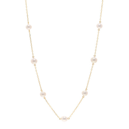 Mikimoto 18K Yellow Gold Akoya Pearl 6-6.5mm Station Necklace 1 of 4