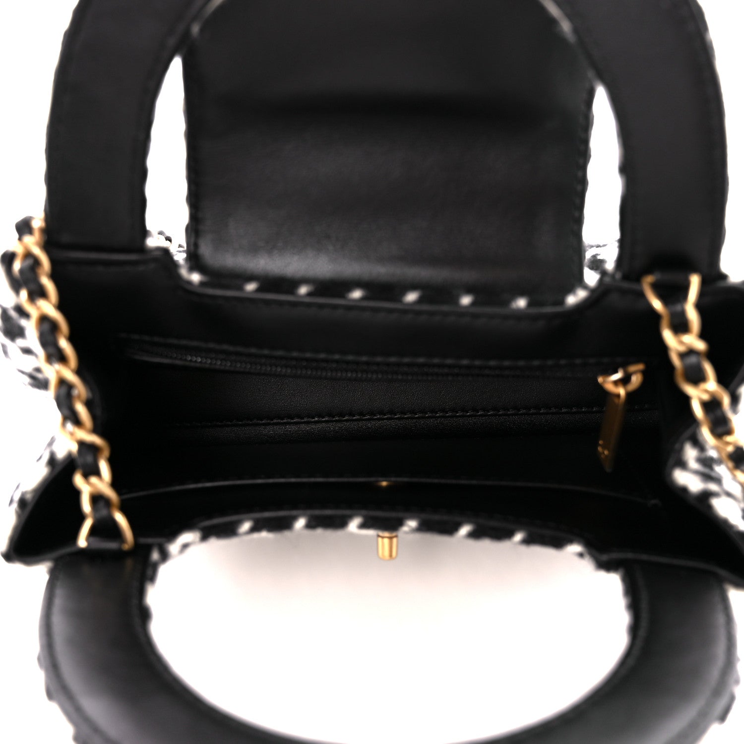 Chanel Tweed Houndstooth Quilted Nano Kelly Shopper Black White 5 of 11