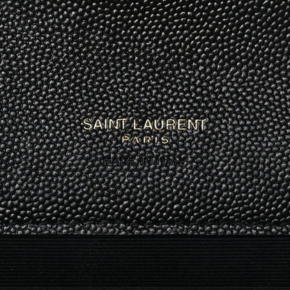 Saint Laurent Grain De Poudre Matelasse Chevron Monogram Envelope Clutch Black 7 of 9