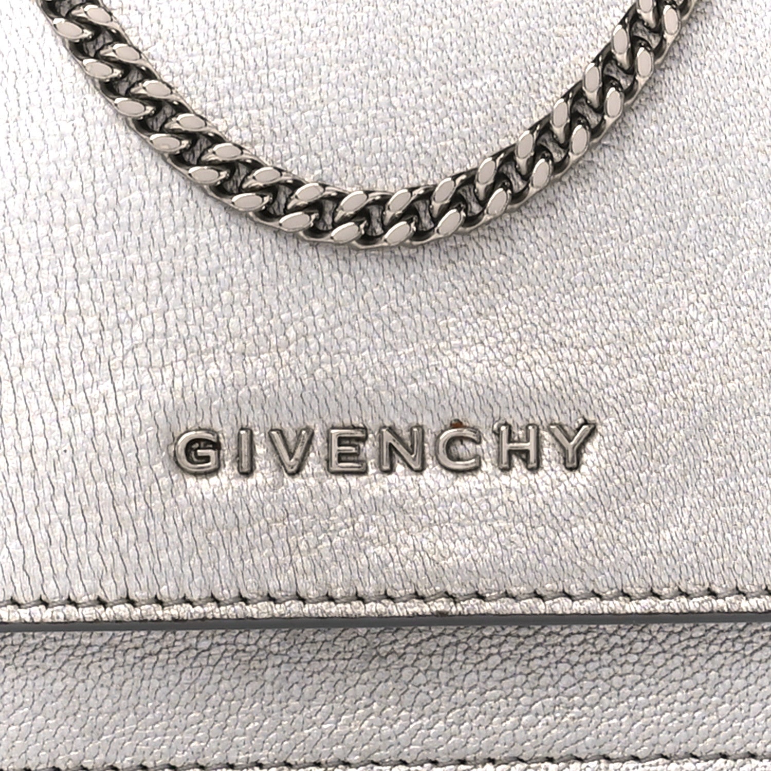 Givenchy Metallic Sugar Goatskin Pandora Chain Wallet Silver 9 of 11