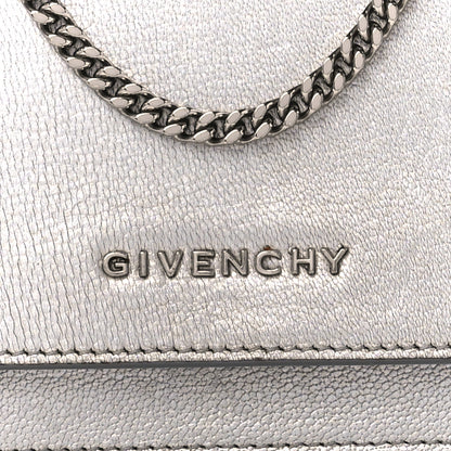Givenchy Metallic Sugar Goatskin Pandora Chain Wallet Silver 9 of 11