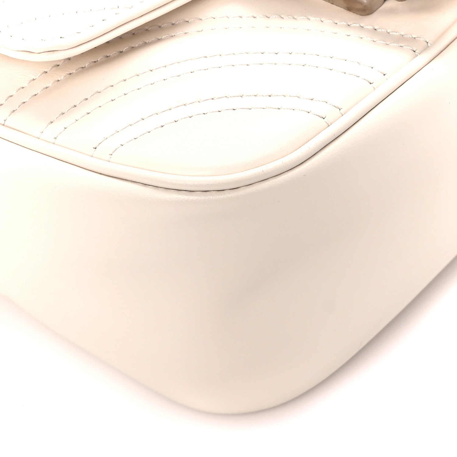 Gucci Calfskin Matelasse Monochrome Mini GG Marmont Crossbody Shoulder Bag White 10 of 11