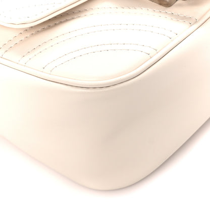 Gucci Calfskin Matelasse Monochrome Mini GG Marmont Crossbody Shoulder Bag White 10 of 11