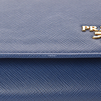 Prada Saffiano Metal Continental Flap Travel Wallet Bluette 8 of 11