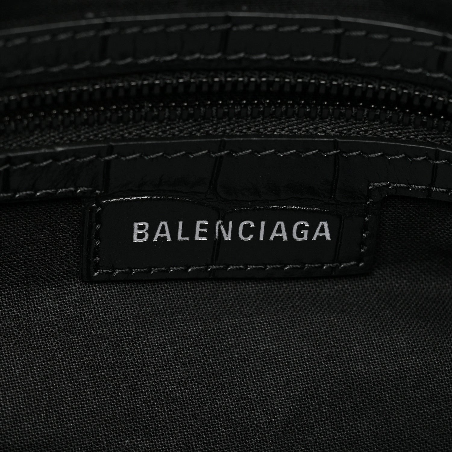 Balenciaga Extra Supple Calfskin Crocodile Embossed Monochrome Small Le Cagole Shoulder Bag Black 6 of 10
