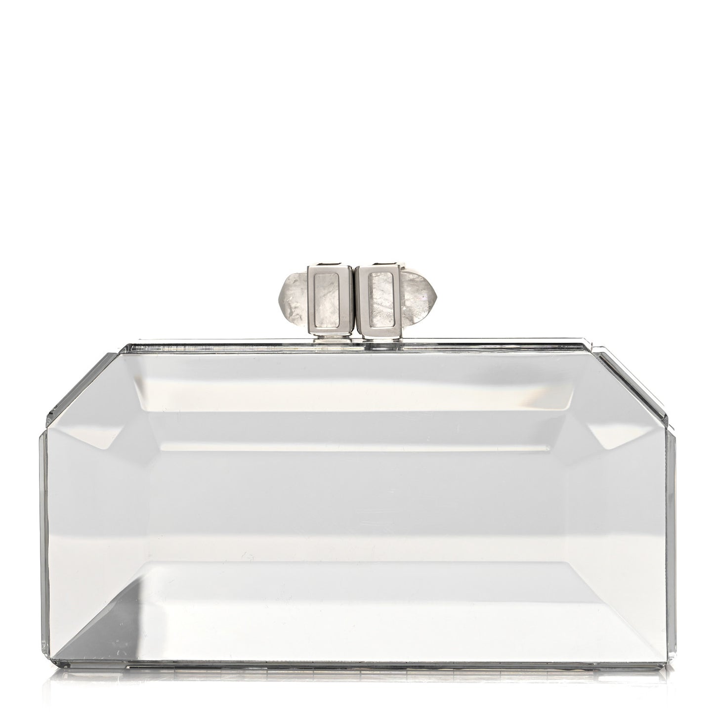 Acrylic Faceted Box Clutch Silver
