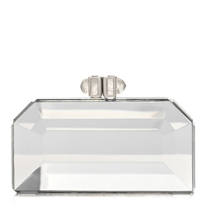 Judith Leiber Acrylic Faceted Box Clutch Silver 1 of 10