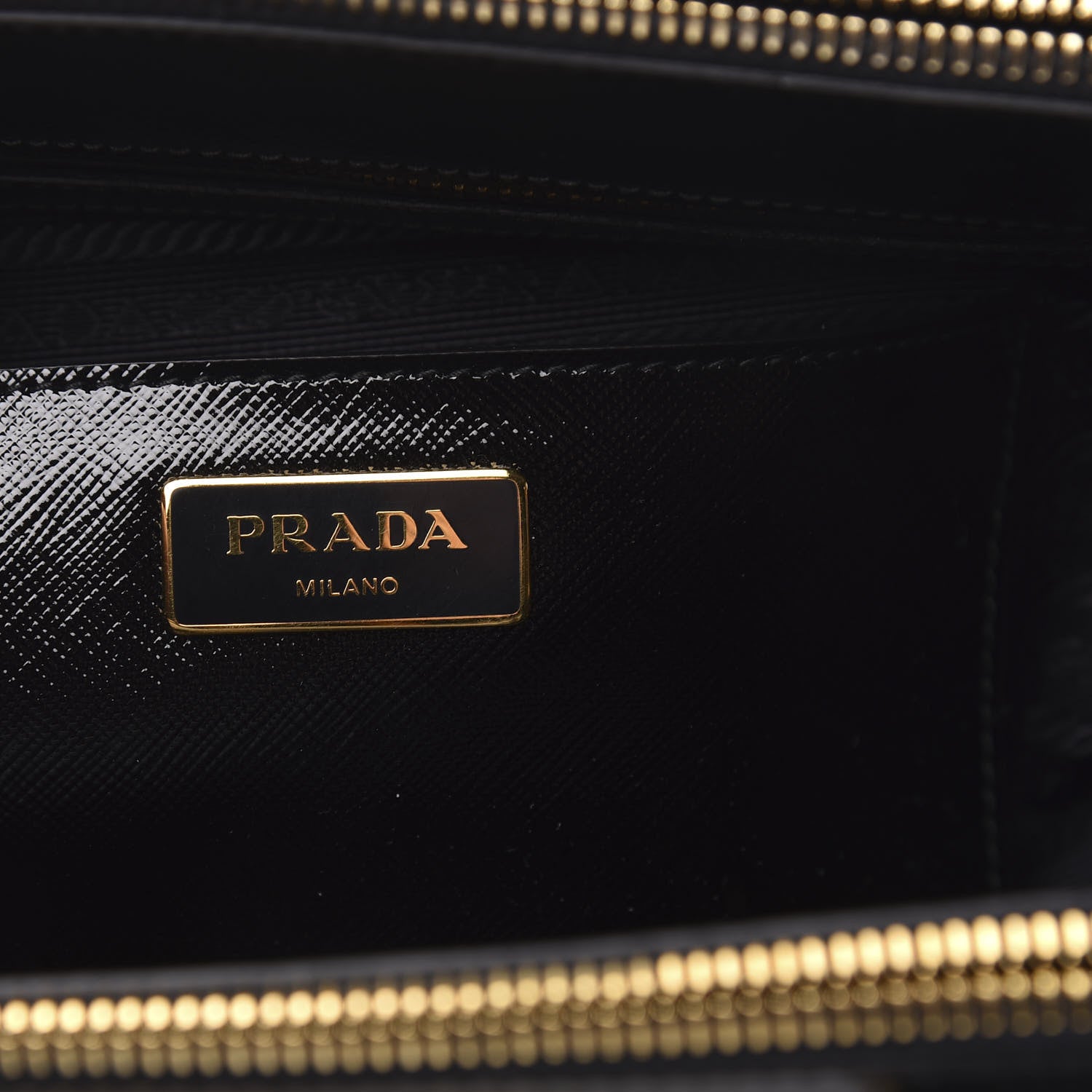 Prada Saffiano Vernice Galleria Front Pocket Tote Black 6 of 9
