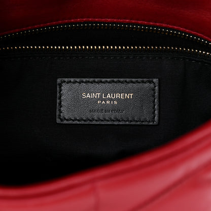 Saint Laurent Lambskin Quilted Toy Loulou Puffer Monogram Chain Satchel Red 6 of 13