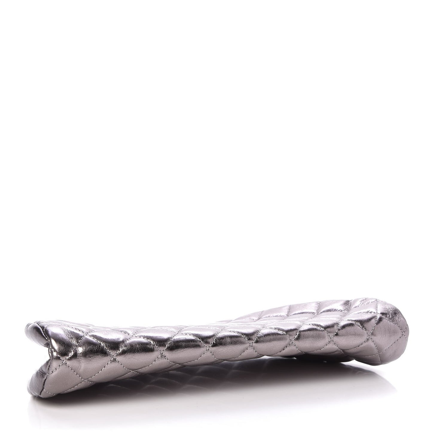 Metallic Aged Calfskin Quilted Timeless Clutch Silver